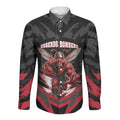 Personalised Essendon Bombers Football Long Sleeve Button Shirt Fierce Mosquito Mascot 3D Grunge City Art