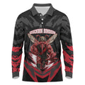 Personalised Essendon Bombers Football Long Sleeve Polo Shirt Fierce Mosquito Mascot 3D Grunge City Art
