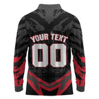 Personalised Essendon Bombers Football Long Sleeve Polo Shirt Fierce Mosquito Mascot 3D Grunge City Art