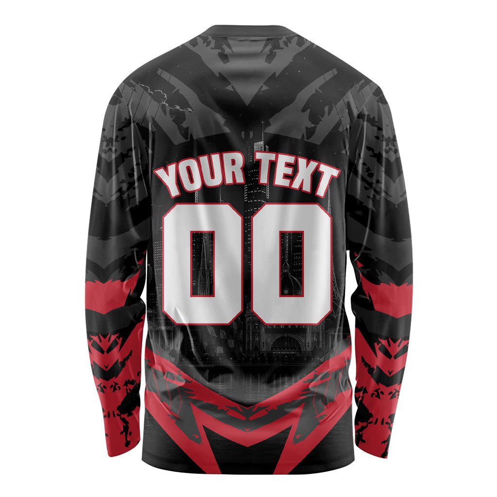 Personalised Essendon Bombers Football Long Sleeve Shirt Fierce Mosquito Mascot 3D Grunge City Art