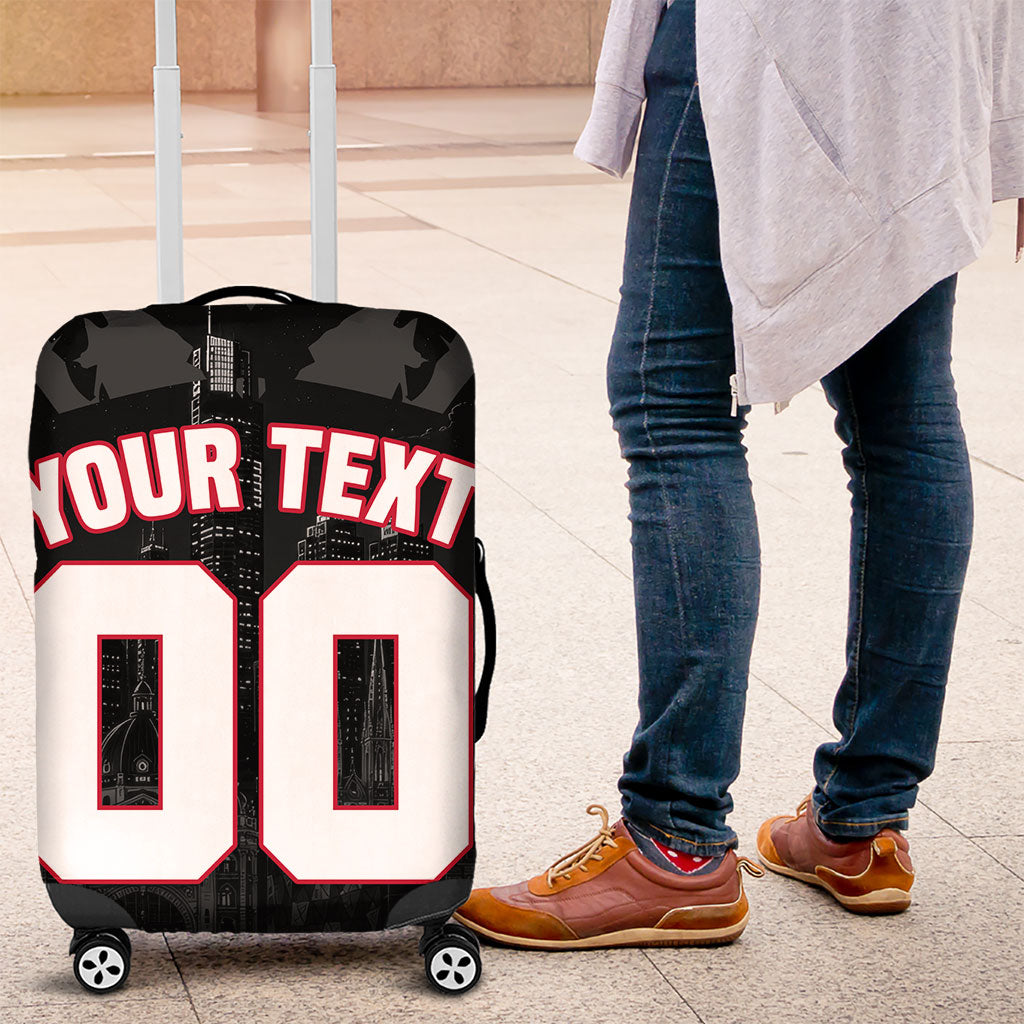 Personalised Essendon Bombers Football Luggage Cover Fierce Mosquito Mascot 3D Grunge City Art