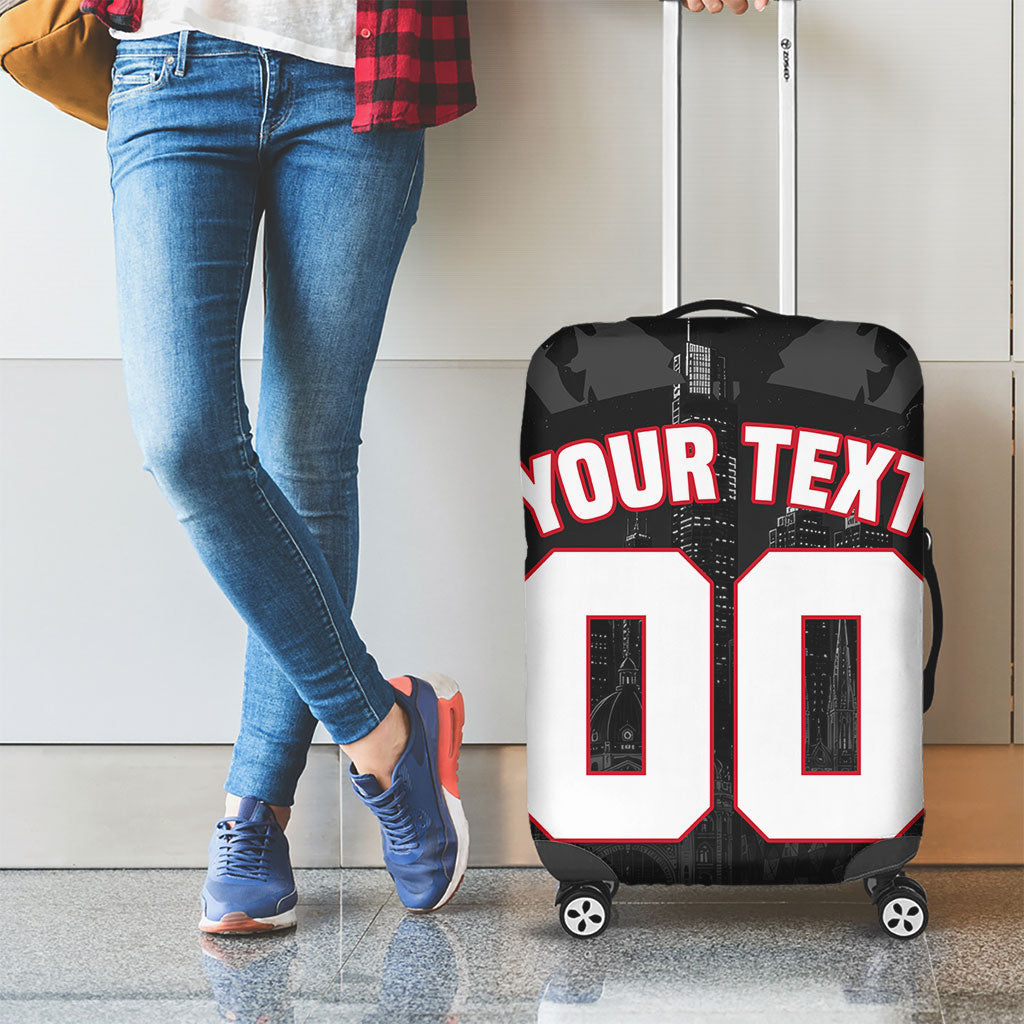 Personalised Essendon Bombers Football Luggage Cover Fierce Mosquito Mascot 3D Grunge City Art