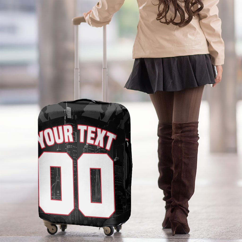 Personalised Essendon Bombers Football Luggage Cover Fierce Mosquito Mascot 3D Grunge City Art