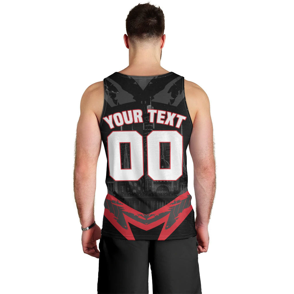 Personalised Essendon Bombers Football Men Tank Top Fierce Mosquito Mascot 3D Grunge City Art