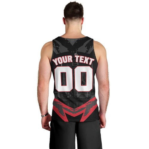 Personalised Essendon Bombers Football Men Tank Top Fierce Mosquito Mascot 3D Grunge City Art