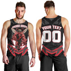 Personalised Essendon Bombers Football Men Tank Top Fierce Mosquito Mascot 3D Grunge City Art