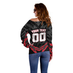 Personalised Essendon Bombers Football Off Shoulder Sweater Fierce Mosquito Mascot 3D Grunge City Art