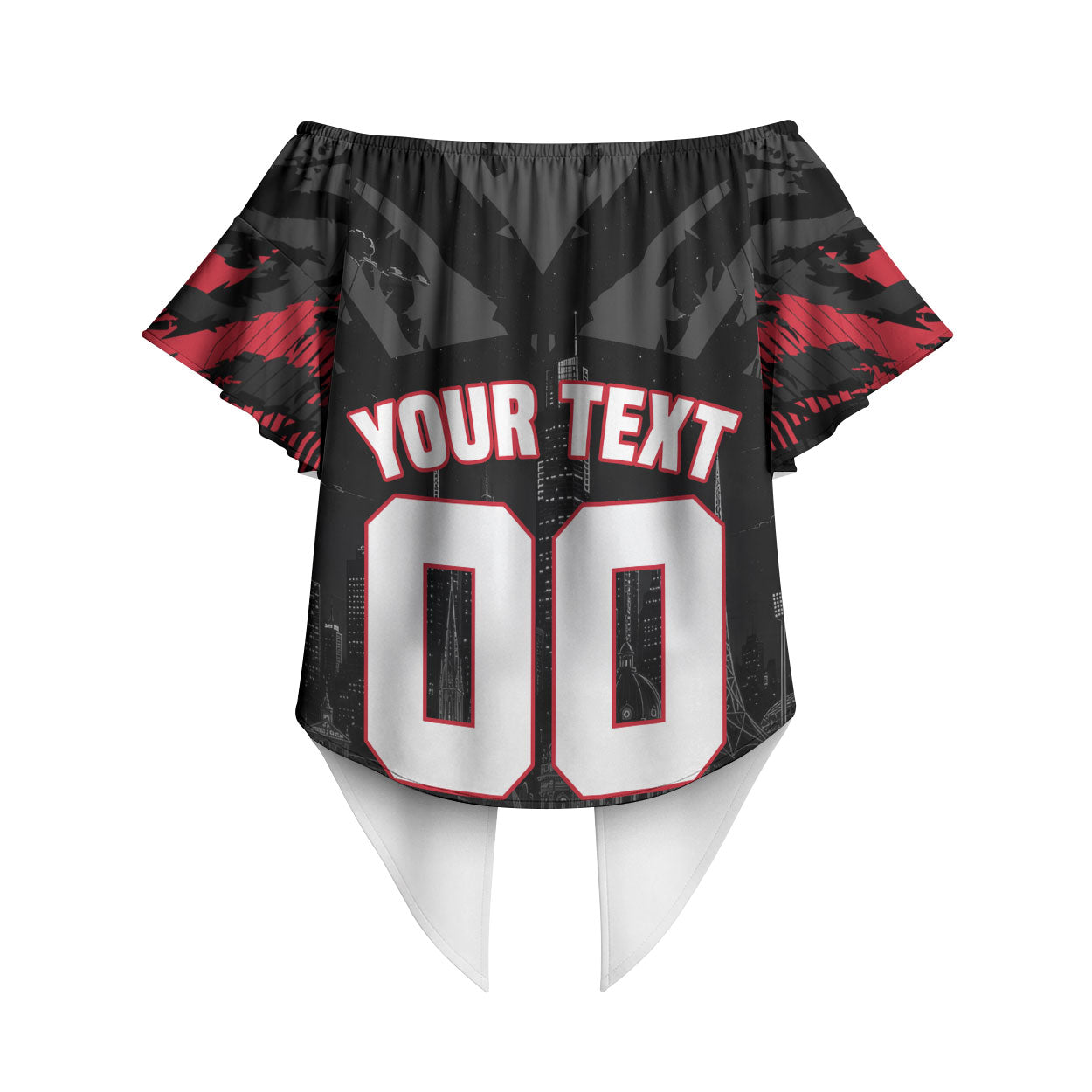 Personalised Essendon Bombers Football Off Shoulder Wrap Waist Top Fierce Mosquito Mascot 3D Grunge City Art