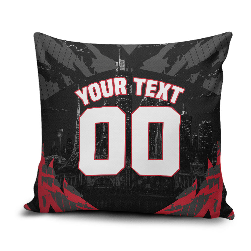 Personalised Essendon Bombers Football Pillow Cover Fierce Mosquito Mascot 3D Grunge City Art
