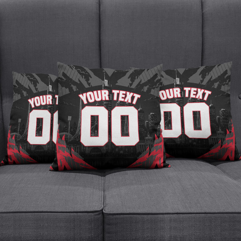 Personalised Essendon Bombers Football Pillow Cover Fierce Mosquito Mascot 3D Grunge City Art