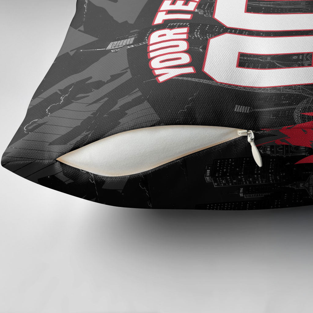 Personalised Essendon Bombers Football Pillow Cover Fierce Mosquito Mascot 3D Grunge City Art