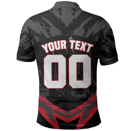 Personalised Essendon Bombers Football Polo Shirt Fierce Mosquito Mascot 3D Grunge City Art