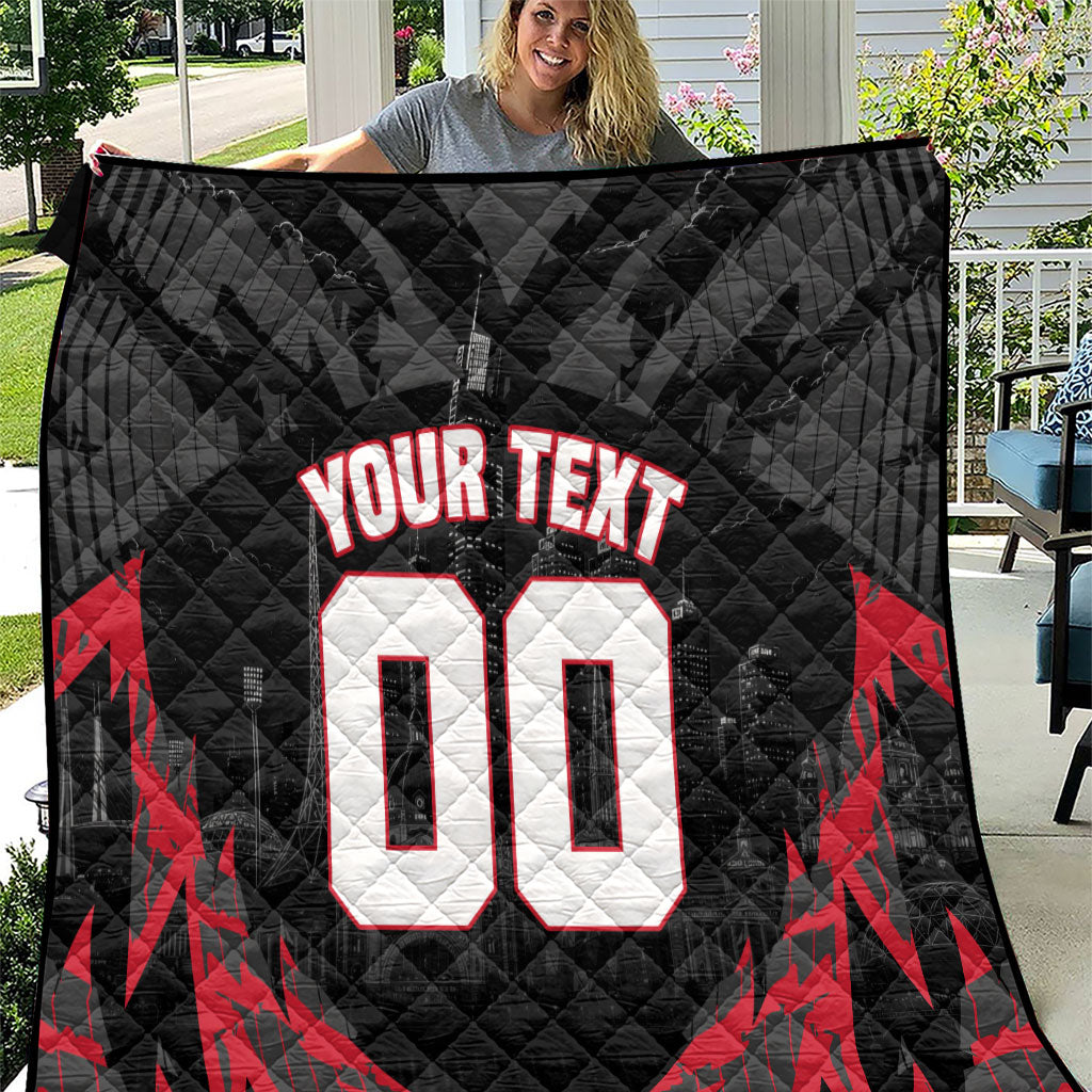 Personalised Essendon Bombers Football Quilt Fierce Mosquito Mascot 3D Grunge City Art