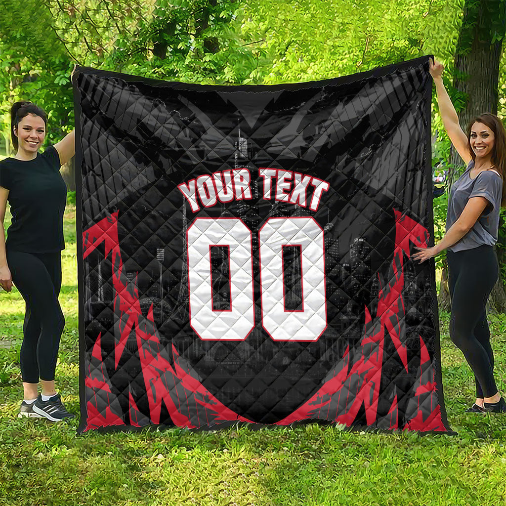Personalised Essendon Bombers Football Quilt Fierce Mosquito Mascot 3D Grunge City Art