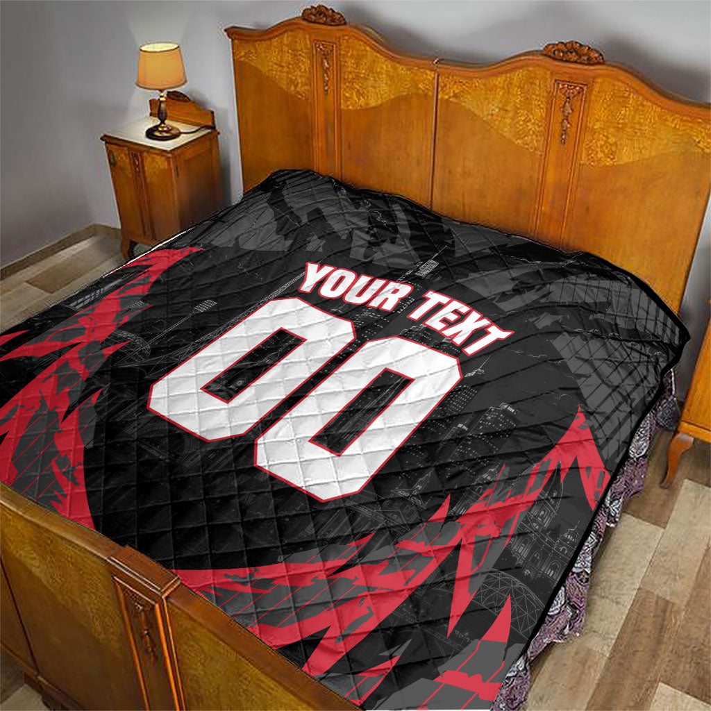 Personalised Essendon Bombers Football Quilt Fierce Mosquito Mascot 3D Grunge City Art