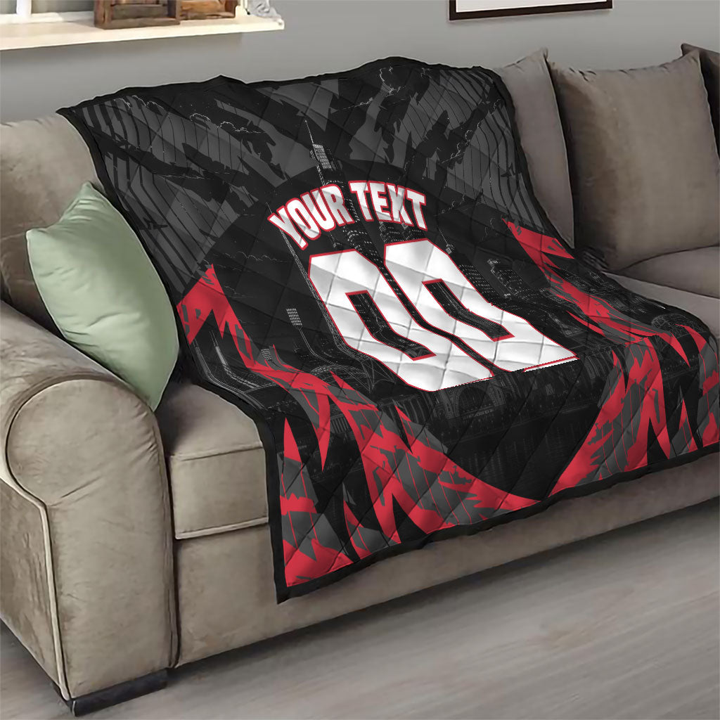 Personalised Essendon Bombers Football Quilt Fierce Mosquito Mascot 3D Grunge City Art