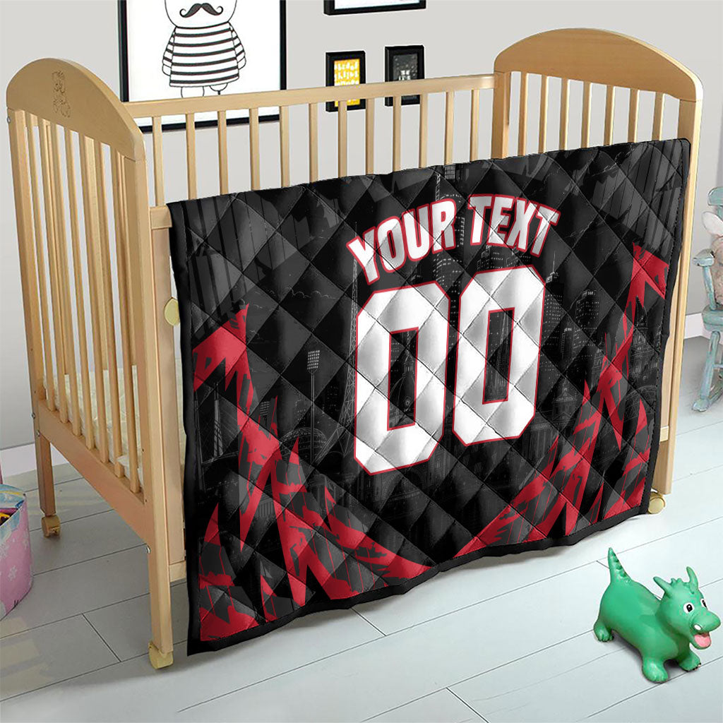 Personalised Essendon Bombers Football Quilt Fierce Mosquito Mascot 3D Grunge City Art