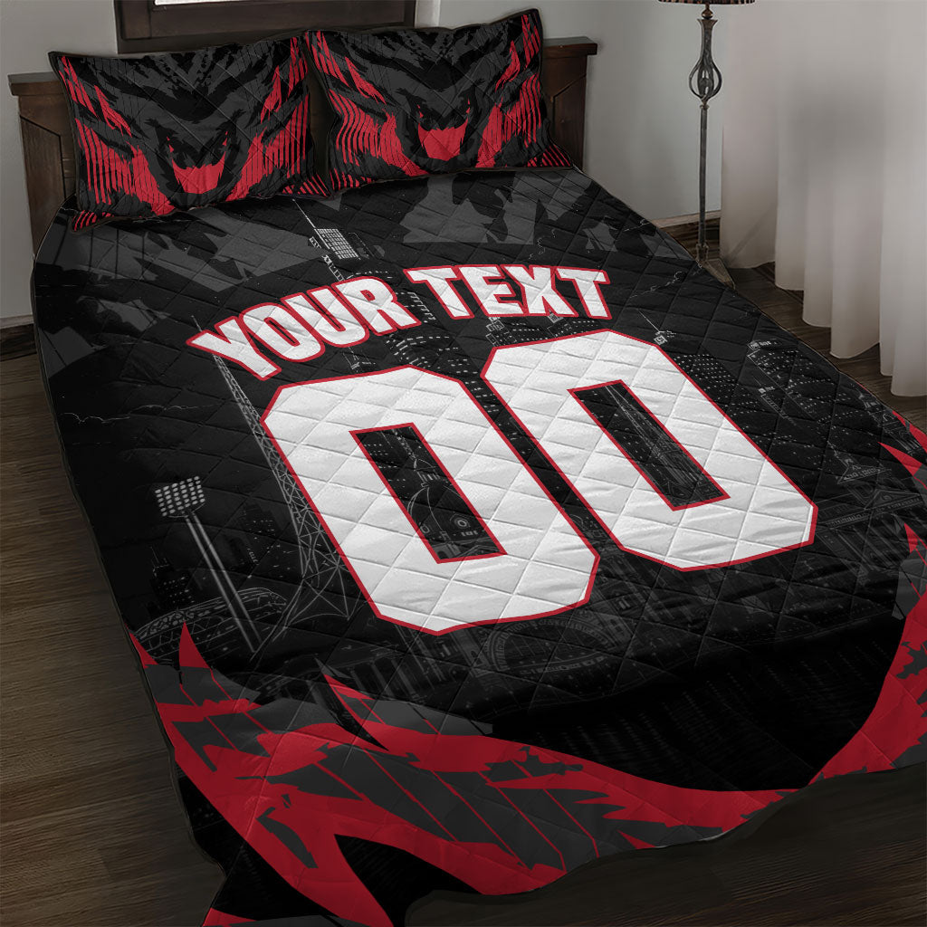 Personalised Essendon Bombers Football Quilt Bed Set Fierce Mosquito Mascot 3D Grunge City Art