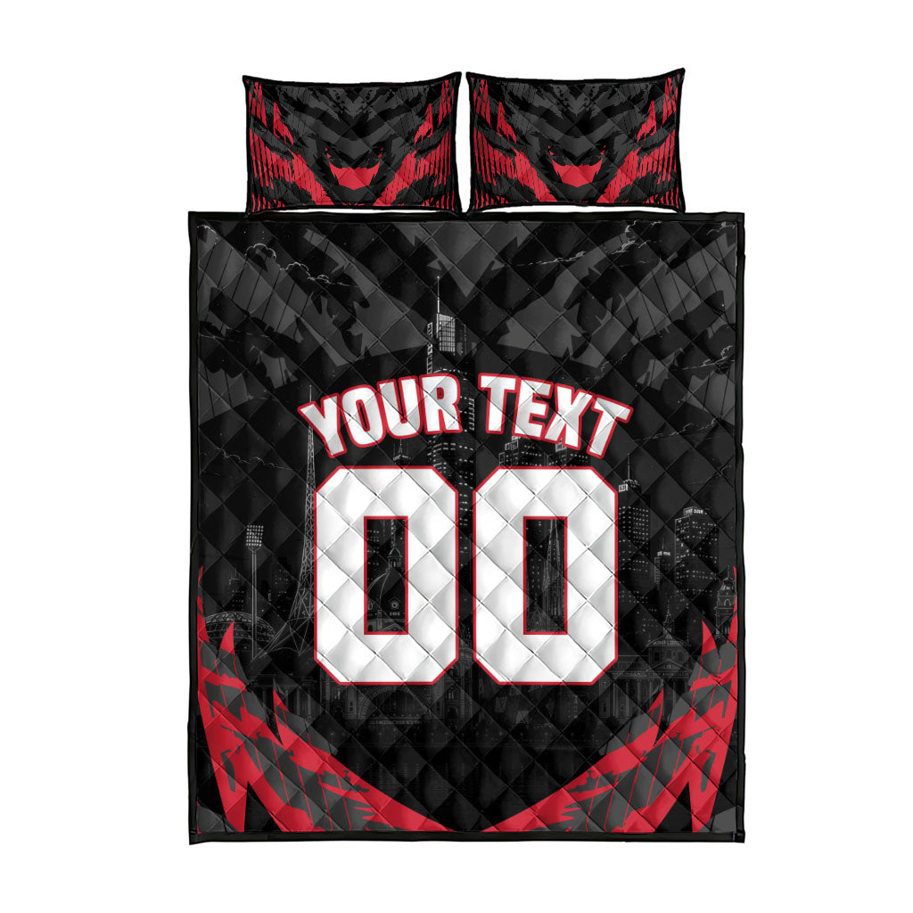 Personalised Essendon Bombers Football Quilt Bed Set Fierce Mosquito Mascot 3D Grunge City Art