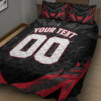 Personalised Essendon Bombers Football Quilt Bed Set Fierce Mosquito Mascot 3D Grunge City Art