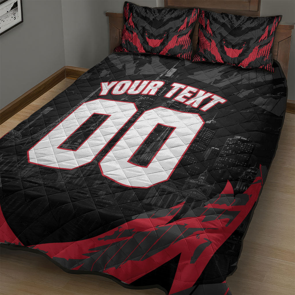 Personalised Essendon Bombers Football Quilt Bed Set Fierce Mosquito Mascot 3D Grunge City Art