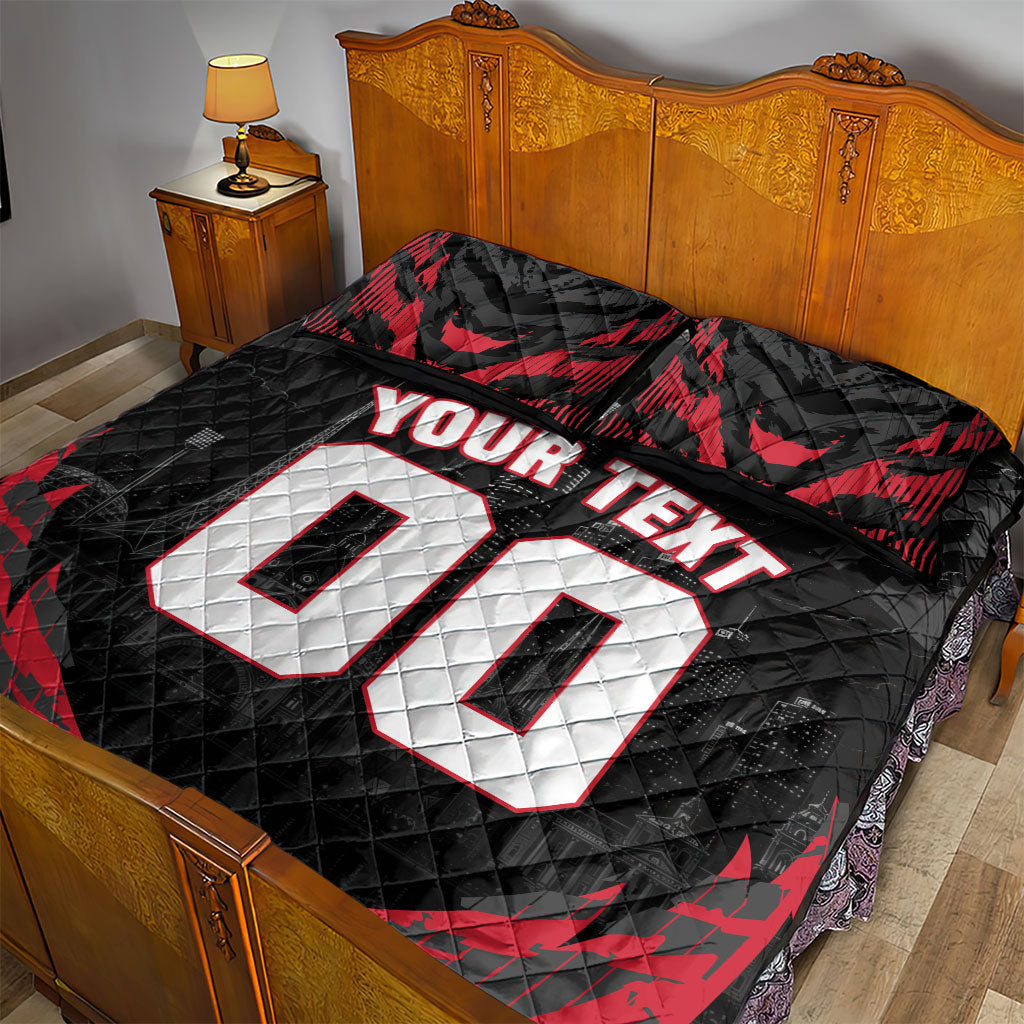Personalised Essendon Bombers Football Quilt Bed Set Fierce Mosquito Mascot 3D Grunge City Art