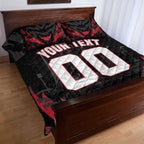 Personalised Essendon Bombers Football Quilt Bed Set Fierce Mosquito Mascot 3D Grunge City Art