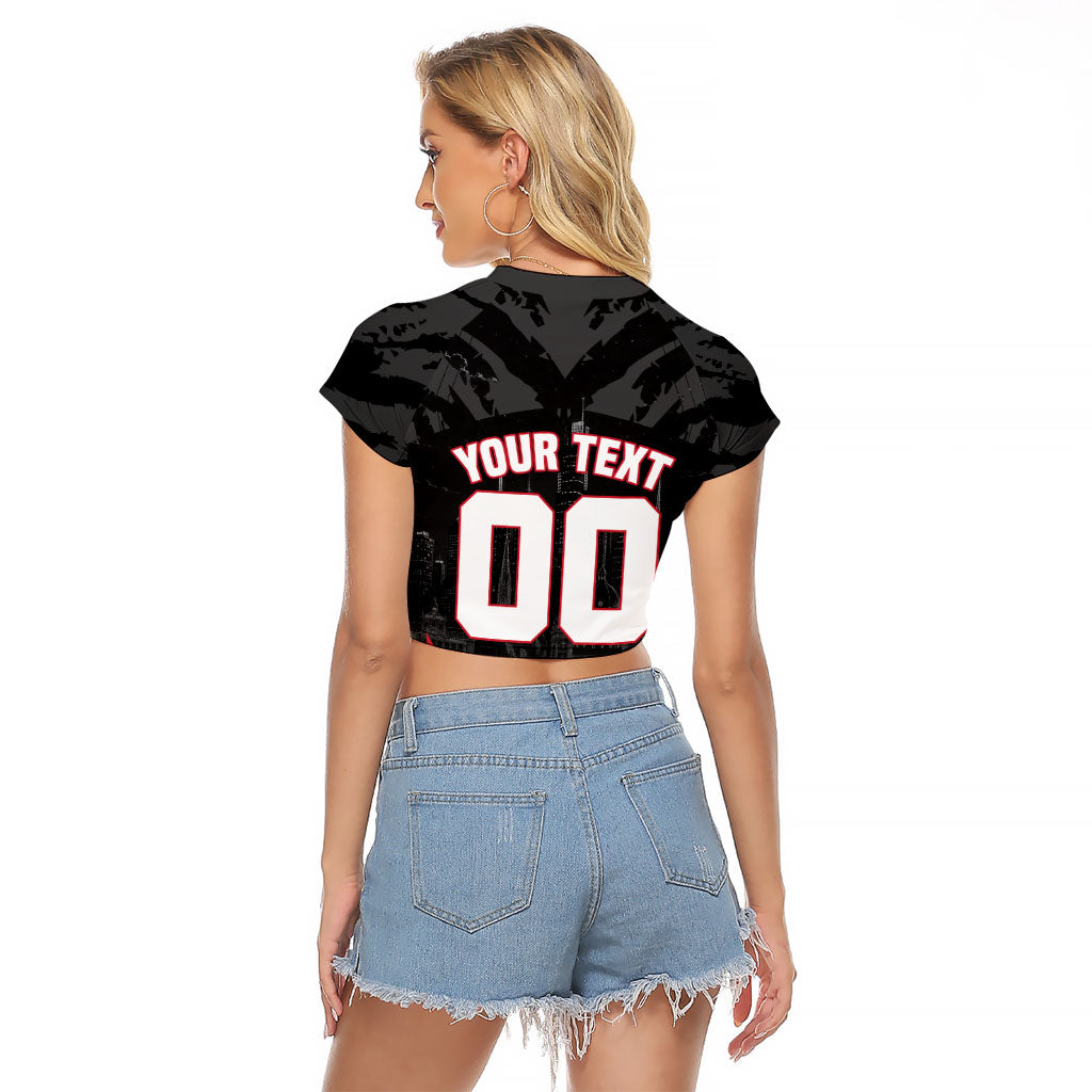 Personalised Essendon Bombers Football Raglan Cropped T Shirt Fierce Mosquito Mascot 3D Grunge City Art