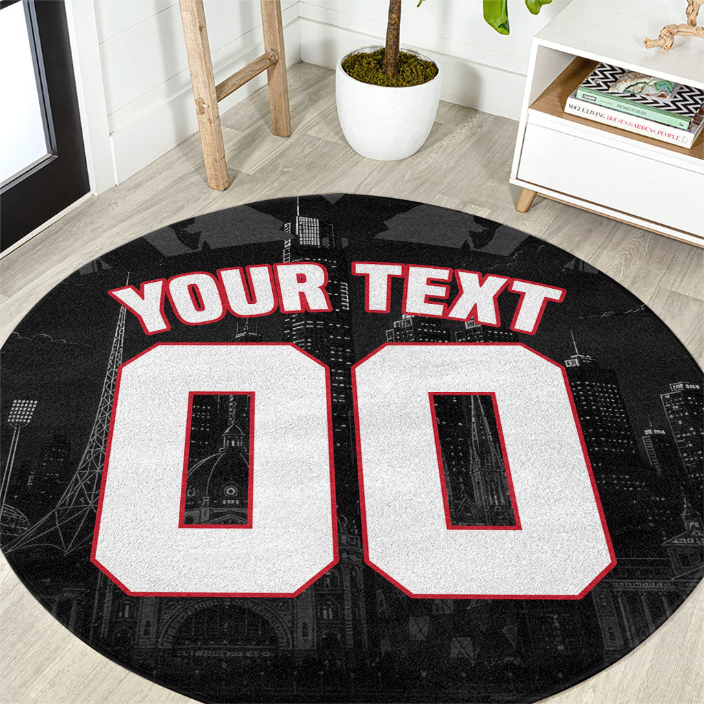 Personalised Essendon Bombers Football Round Carpet Fierce Mosquito Mascot 3D Grunge City Art