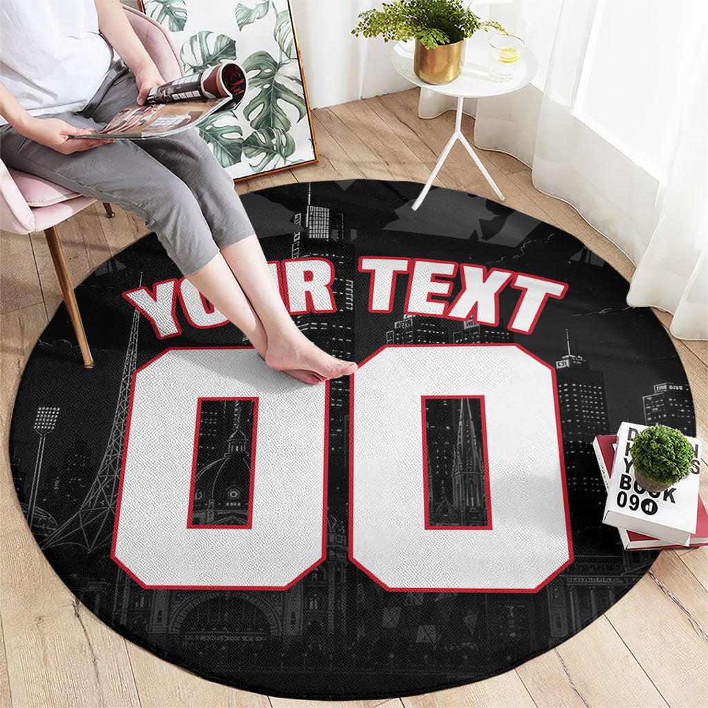 Personalised Essendon Bombers Football Round Carpet Fierce Mosquito Mascot 3D Grunge City Art