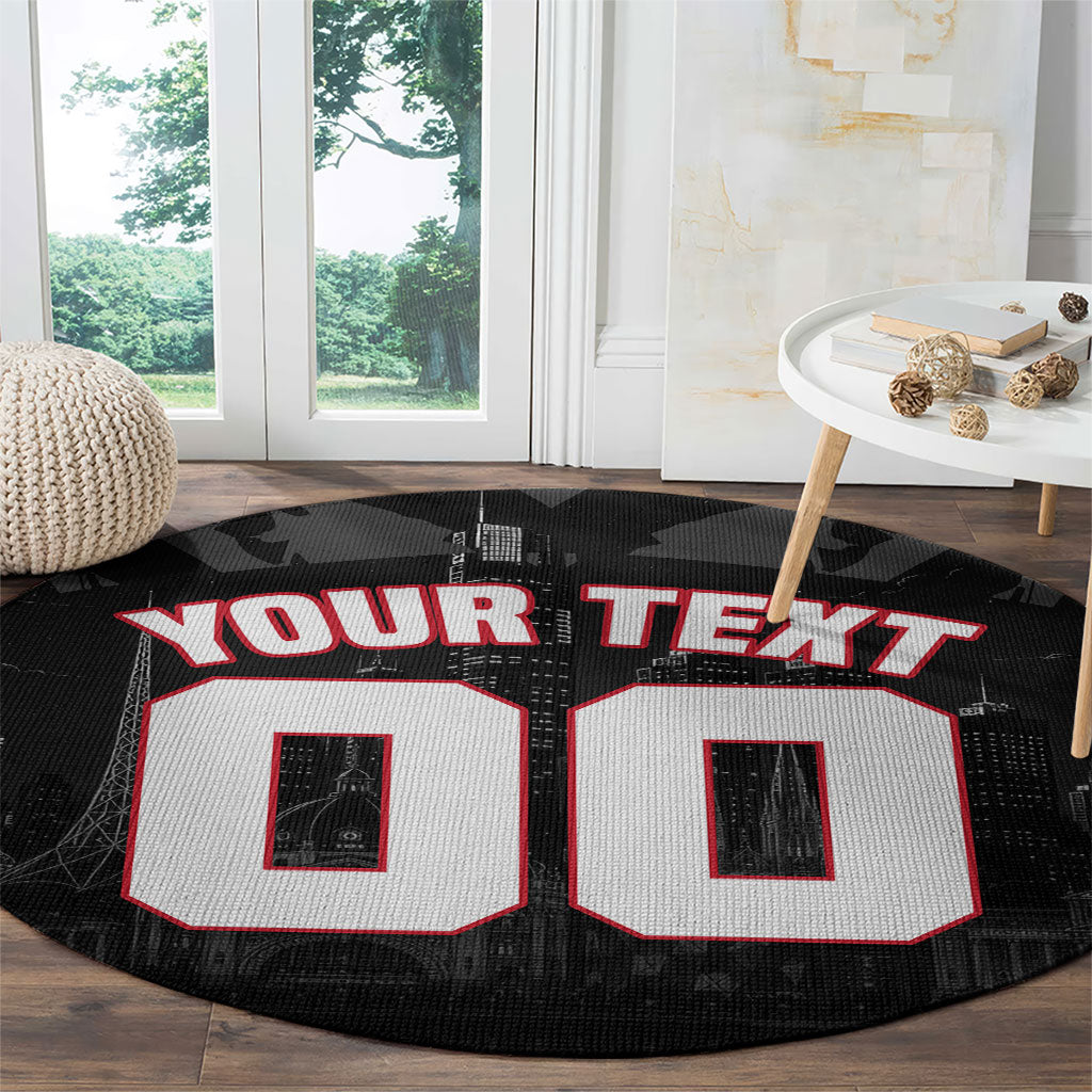 Personalised Essendon Bombers Football Round Carpet Fierce Mosquito Mascot 3D Grunge City Art