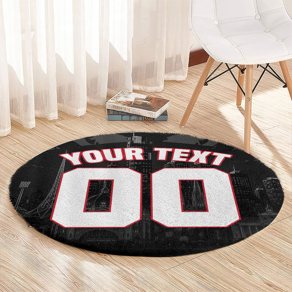 Personalised Essendon Bombers Football Round Carpet Fierce Mosquito Mascot 3D Grunge City Art