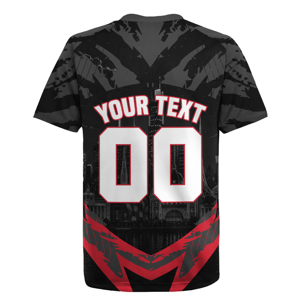 Personalised Essendon Bombers Football Rugby Jersey Fierce Mosquito Mascot 3D Grunge City Art