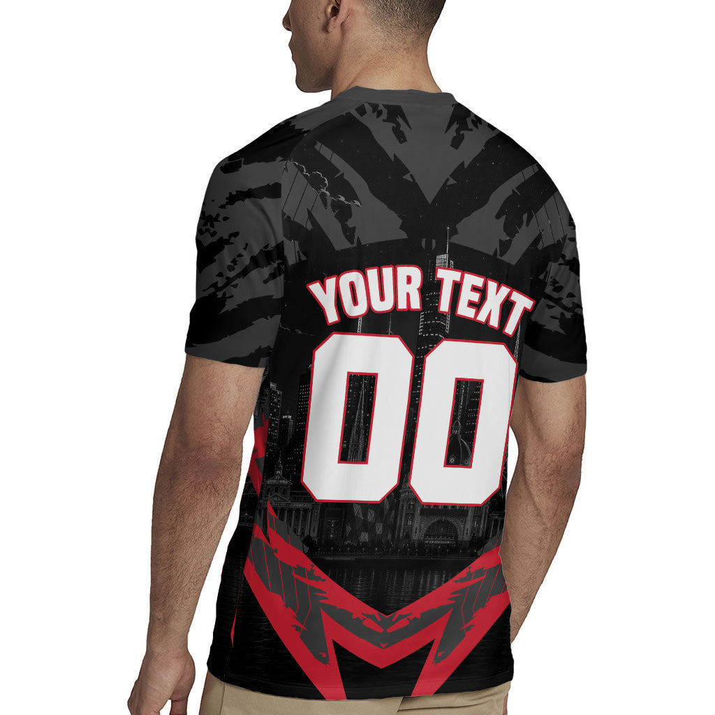 Personalised Essendon Bombers Football Rugby Jersey Fierce Mosquito Mascot 3D Grunge City Art