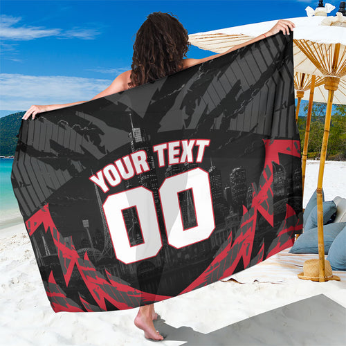 Personalised Essendon Bombers Football Sarong Fierce Mosquito Mascot 3D Grunge City Art