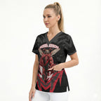 Personalised Essendon Bombers Football Scrub Top Fierce Mosquito Mascot 3D Grunge City Art