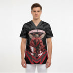 Personalised Essendon Bombers Football Scrub Top Fierce Mosquito Mascot 3D Grunge City Art