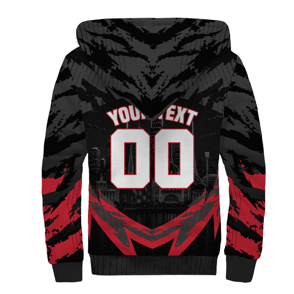 Personalised Essendon Bombers Football Sherpa Hoodie Fierce Mosquito Mascot 3D Grunge City Art