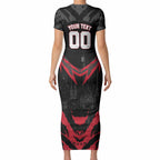 Personalised Essendon Bombers Football Short Sleeve Bodycon Dress Fierce Mosquito Mascot 3D Grunge City Art