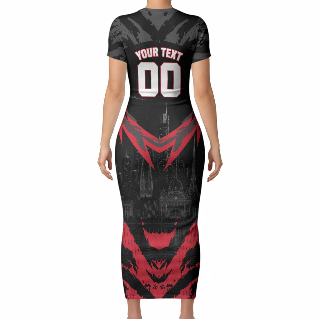 Personalised Essendon Bombers Football Short Sleeve Bodycon Dress Fierce Mosquito Mascot 3D Grunge City Art