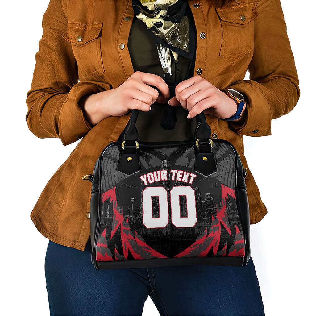 Personalised Essendon Bombers Football Shoulder Handbag Fierce Mosquito Mascot 3D Grunge City Art