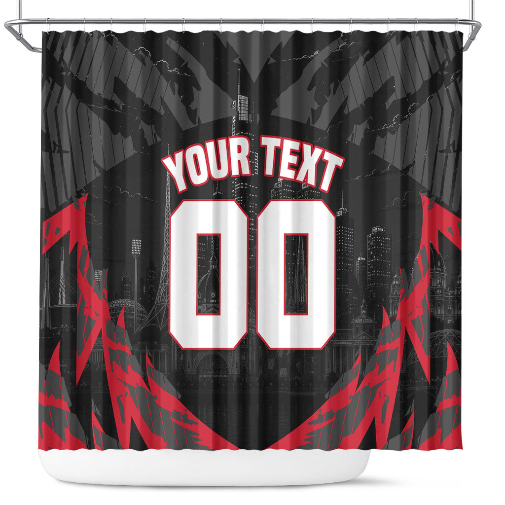 Personalised Essendon Bombers Football Shower Curtain Fierce Mosquito Mascot 3D Grunge City Art