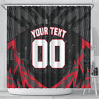 Personalised Essendon Bombers Football Shower Curtain Fierce Mosquito Mascot 3D Grunge City Art