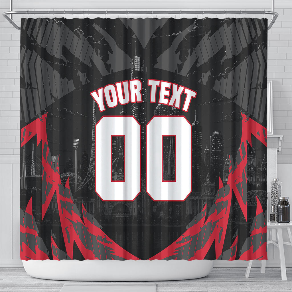 Personalised Essendon Bombers Football Shower Curtain Fierce Mosquito Mascot 3D Grunge City Art