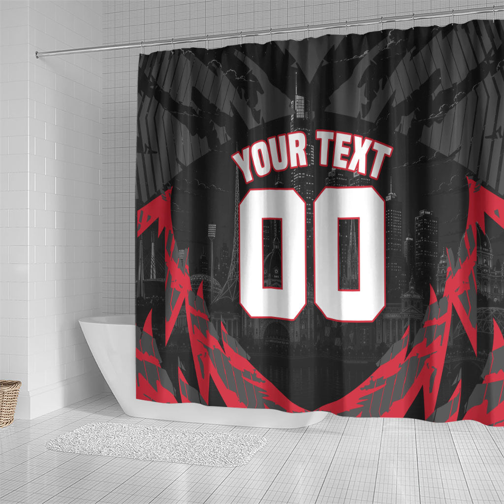 Personalised Essendon Bombers Football Shower Curtain Fierce Mosquito Mascot 3D Grunge City Art