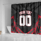 Personalised Essendon Bombers Football Shower Curtain Fierce Mosquito Mascot 3D Grunge City Art