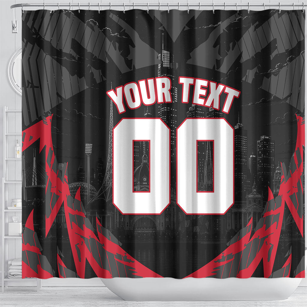 Personalised Essendon Bombers Football Shower Curtain Fierce Mosquito Mascot 3D Grunge City Art