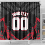 Personalised Essendon Bombers Football Shower Curtain Fierce Mosquito Mascot 3D Grunge City Art