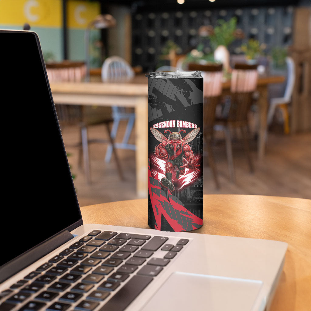 Personalised Essendon Bombers Football Skinny Tumbler Fierce Mosquito Mascot 3D Grunge City Art
