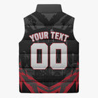 Personalised Essendon Bombers Football Sleeveless Puffer Jacket Fierce Mosquito Mascot 3D Grunge City Art
